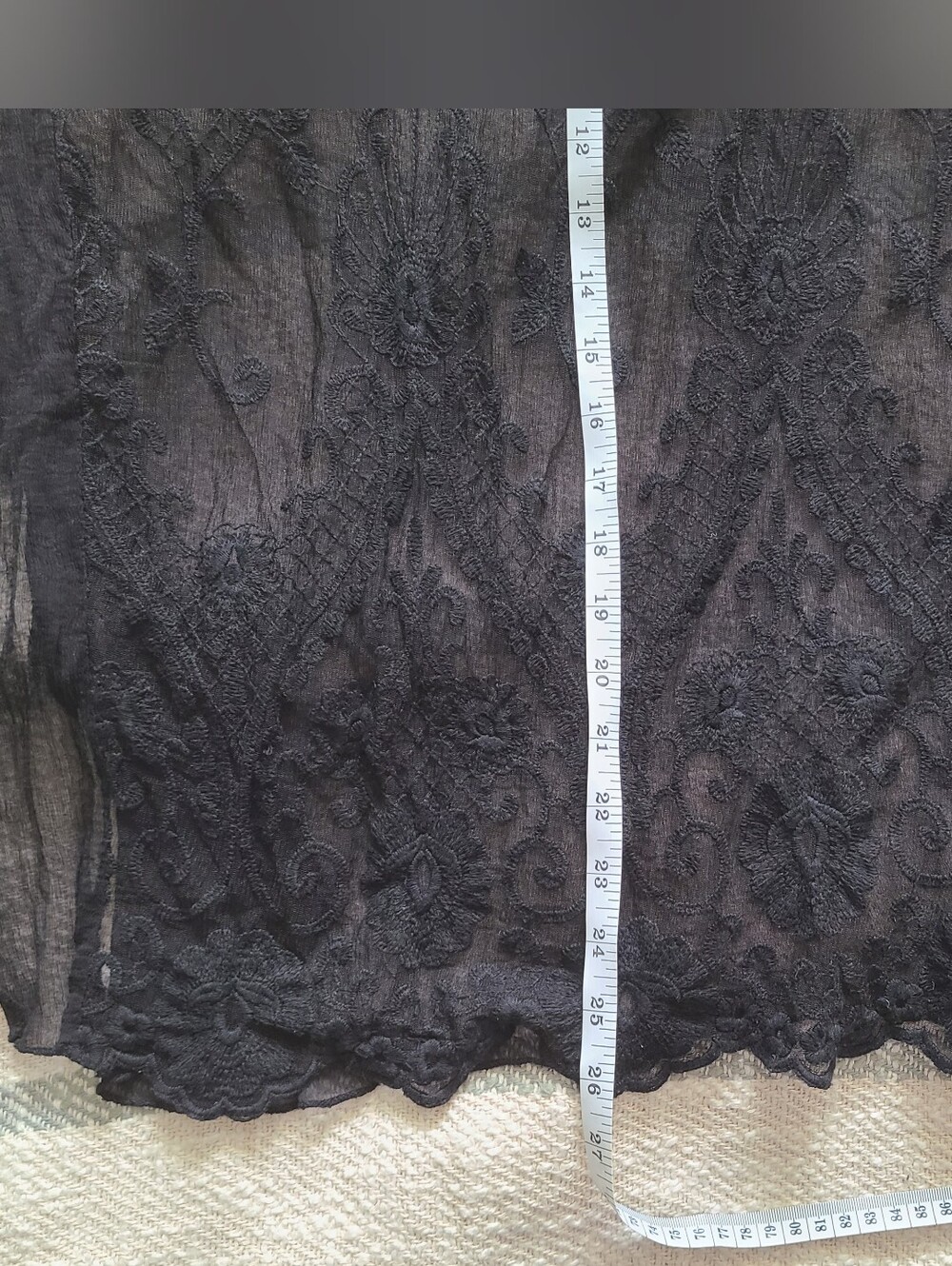 Black Sheer Embroidered Long-Sleeve Top - Picture 15 of 16
